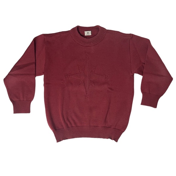 Country Road Other - Genuine Country Road Work Wear Maroon Knit Crew Pull Over Compass Sweater Mens L